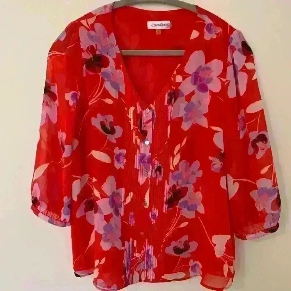 Calvin Klein Floral Blouse, XS